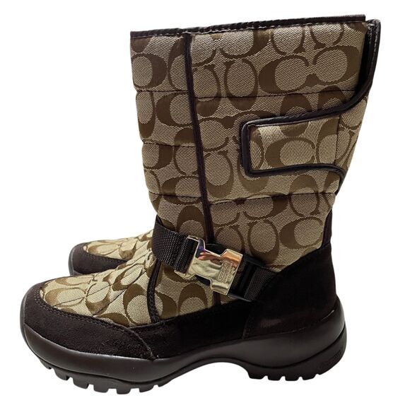 Coach Signature C Sharron Boots 8 NEW in Box Brown, Hook n Eye Closure - Picture 9 of 11